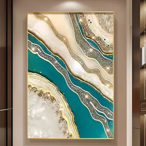 Modern Abstract Home Decor Paintings Living Room with LED Glow Inlaid with Diamond Painting Porch Crystal Porcelain Mural
