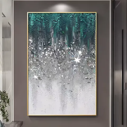Modern Abstract Home Decor Paintings Living Room with LED Glow Inlaid with Diamond Painting Porch Crystal Porcelain Mural