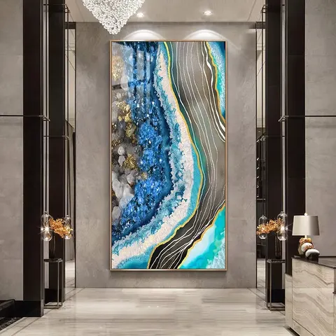 Modern Abstract Home Decor Paintings Living Room With Light Inlaid With Diamond Painting Porch Crystal Porcelain Mural