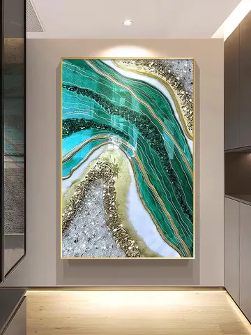 Modern Abstract Home Decor Paintings Living Room With Light Inlaid With Diamond Painting Porch Crystal Porcelain Mural