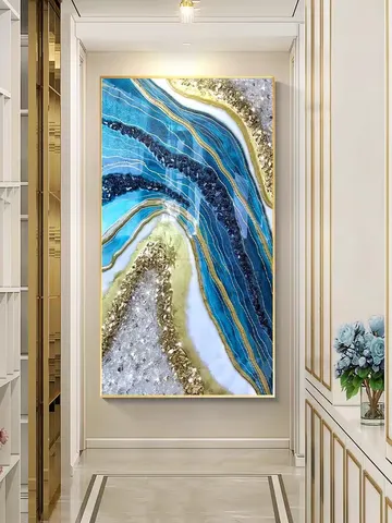 Modern Abstract Home Decor Paintings Living Room With Light Inlaid With Diamond Painting Porch Crystal Porcelain Mural
