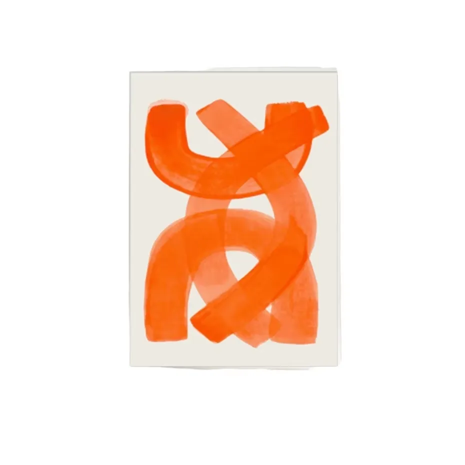 Modern Abstract Mid Century Watercolor Brush Strokes Poster Orange Canvas Print Painting Wall Art Deco for Living Room Home