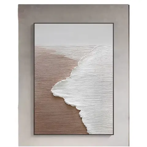 Modern Abstract Seaside Sand 3D Texture Handmade Oil Painting Custom Home Decoration Impasto Support Base Canvas Scenery