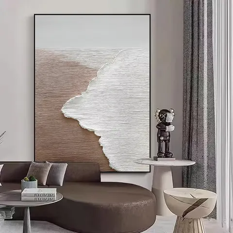 Modern Abstract Seaside Sand 3D Texture Handmade Oil Painting Custom Home Decoration Impasto Support Base Canvas Scenery