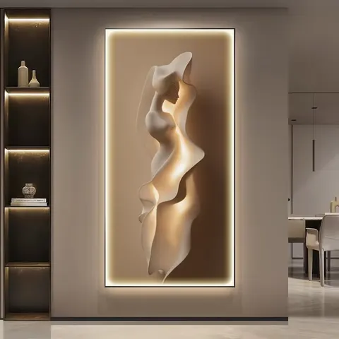 Modern Art Character Abstraction Three-dimensional Light and Shadow Corridor Background Wall Crystal Porcelain Painting