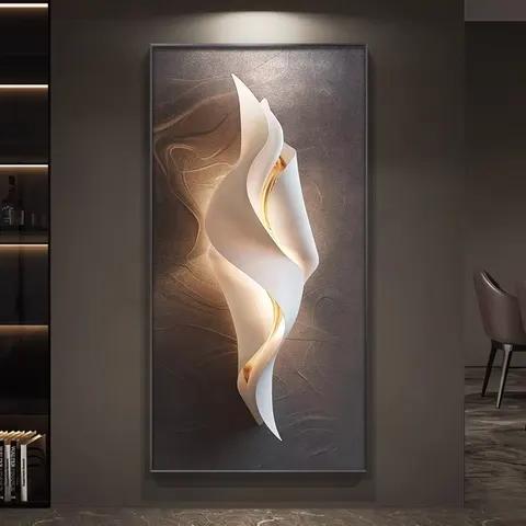 Modern Art Curve Three-dimensional Light and Shadow Background Wall  Corridor Background Wall Crystal Porcelain Painting