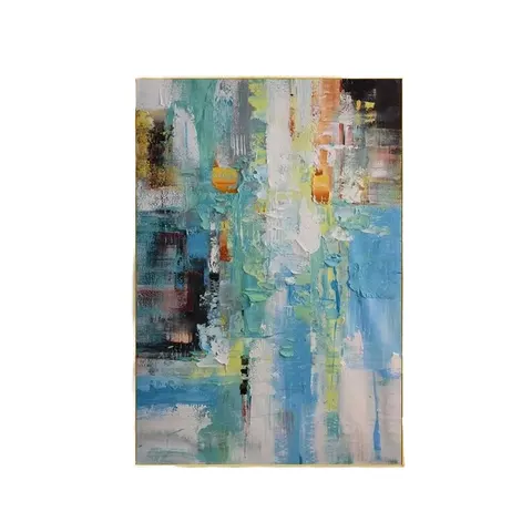 Modern Art Deco Aluminum Framed Custom Light Green White Abstract Painting Home Hotel Office Living Room Wall Art Hanging