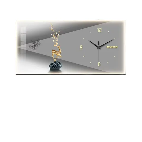 Modern Art Deco LED Wall Clock Crystal Porcelain Acrylic Decorative Painting for Family Living Room Wall Art Decoration