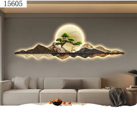 Modern Art Deco Living Room LED Light Mural Decorative Painting with Landscape and Still Life Hanging Wall Art