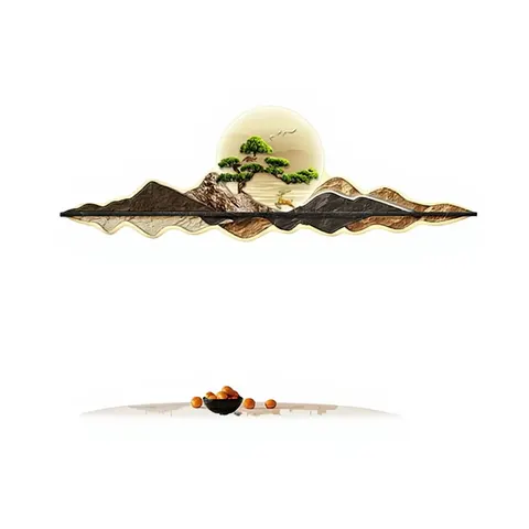 山水 单幅 装饰画 现代简约 客厅背景墙挂画 LED带灯画