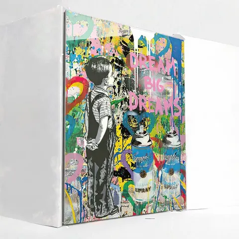 Modern Art Decor Street Graffiti Art Canvas Posters Boy with Big Dreams Wall Art Design