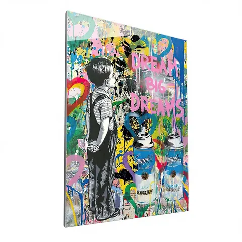 Modern Art Decor Street Graffiti Art Canvas Posters Boy with Big Dreams Wall Art Design