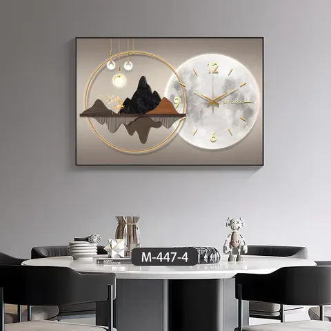 Modern Art Home Decoration Mural Crystal Porcelain with Clock Restaurant Sofa Background Wall Hanging Painting