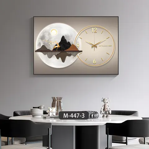 Modern Art Home Decoration Mural Crystal Porcelain with Clock Restaurant Sofa Background Wall Hanging Painting