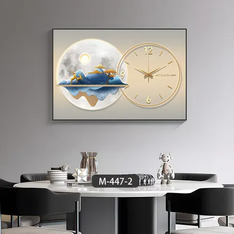Modern Art Home Decoration Mural Crystal Porcelain with Clock Restaurant Sofa Background Wall Hanging Painting