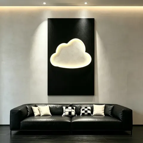 Modern Cloud LED Decorative Painting,  Textured Illuminated Wall Art, Home Wall Hanging Decoration for Living Room