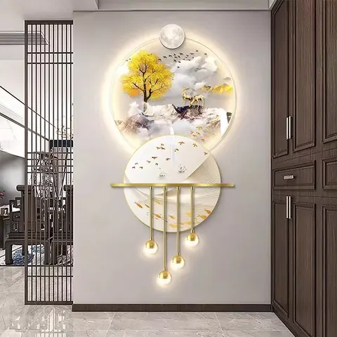 Modern Decorative Painting LED Crystal Porcelain Painting Acrylic LED Wall Art 3D Acrylic LED Art 3D Acrylic LED Wall Art
