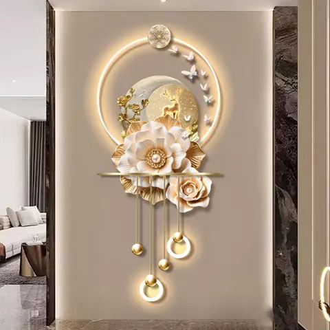 Modern Flowers Art Home Decor Painting Beside the TV Background Wall UV Engraving Acrylic LED Painting