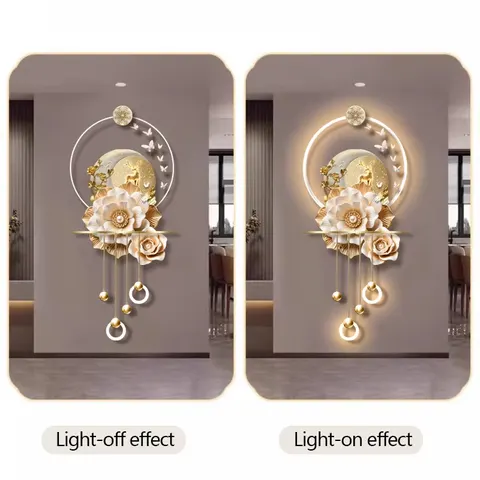 Modern Flowers Art Home Decor Painting Beside the TV Background Wall UV Engraving Acrylic LED Painting