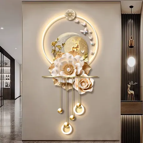 Modern Flowers Art Home Decor Painting Beside the TV Background Wall UV Engraving Acrylic LED Painting