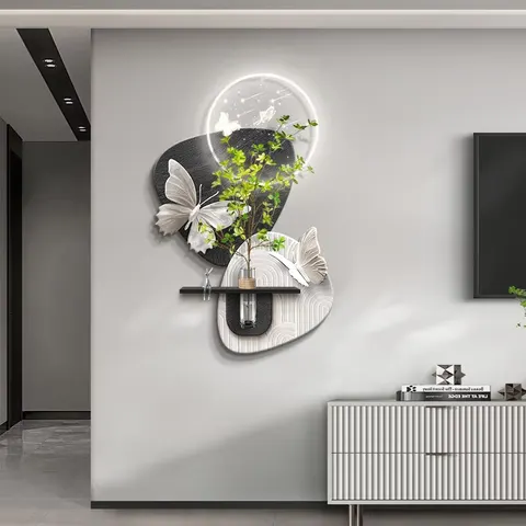 繁花 单幅 装饰画 现代简约 餐厅背景墙挂画 LED带灯画