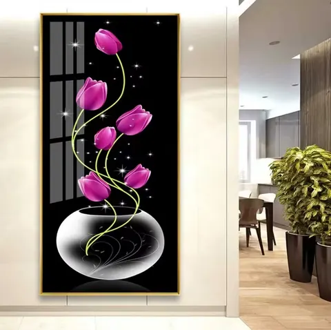 Modern Gold Flower Poster Print Wall Art Canvas Painting for Living Room Crystal Porcelain Painting Home Decoration