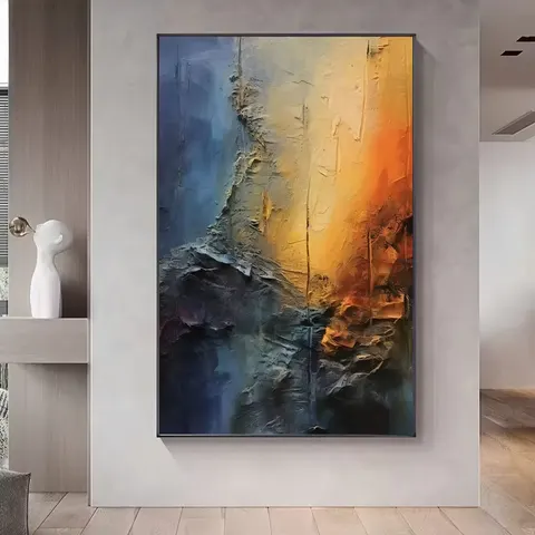 Modern Hand Canvas Oil Painting Heavy Texture Black and White Abstract Artwork Wall Decor Art