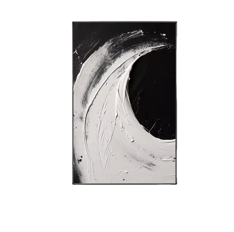 Modern Hand Canvas Oil Painting Heavy Texture Black and White Abstract Artwork Wall Decor Art