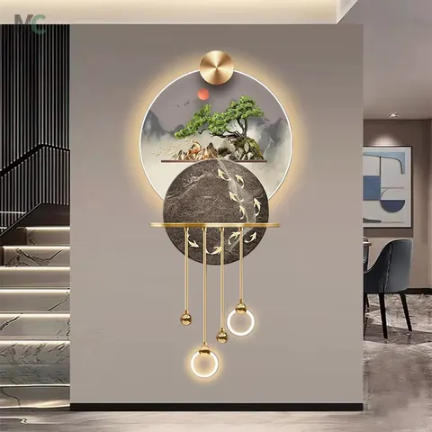 Modern High-grade with Led Light Stereo Pendant Acrylic Decorative Painting Landscape Elk Wall Art Home Decor Painting