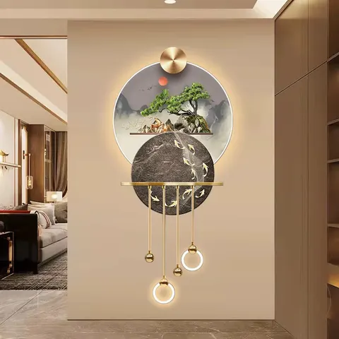 山水 单幅 装饰画 现代简约 客厅背景墙挂画 LED带灯画