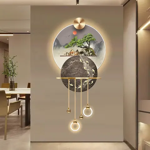 山水 单幅 装饰画 现代简约 客厅背景墙挂画 LED带灯画
