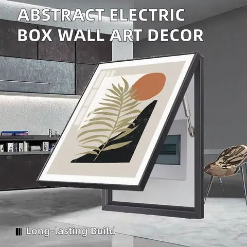 Modern Home Decor PS Framed Abstract Plants Print Electric Box Shielding Painting Punch Free Wall Art Weak Electricity Box Wall