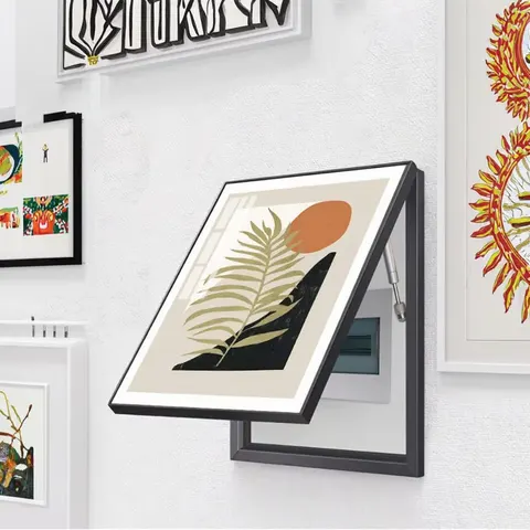 Modern Home Decor PS Framed Abstract Plants Print Electric Box Shielding Painting Punch Free Wall Art Weak Electricity Box Wall