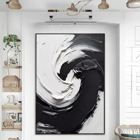 Modern Home Decoration Abstract Wall Art Mural Canvas Black & White Hand Painted Watercolor Digital Printing Still Life Frame