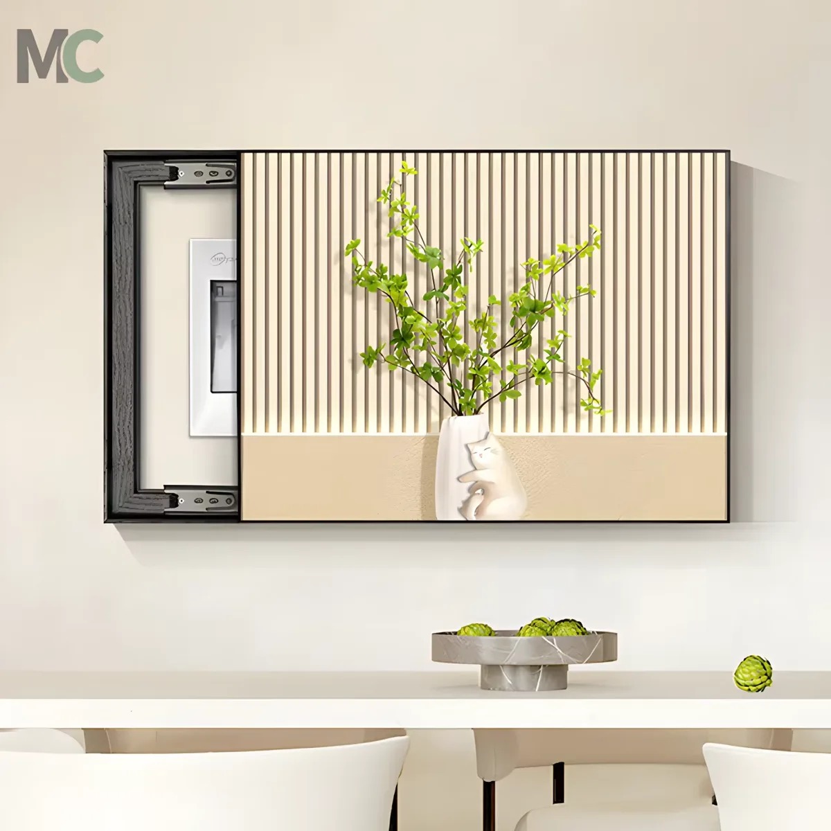 Modern Home Green Plant Electric Box Cover Art Decor Painting Restaurant Background Wall Total Switch Crystal Porcelain Painting