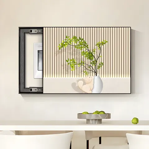 Modern Home Green Plant Electric Box Cover Art Decor Painting Restaurant Background Wall Total Switch Crystal Porcelain Painting