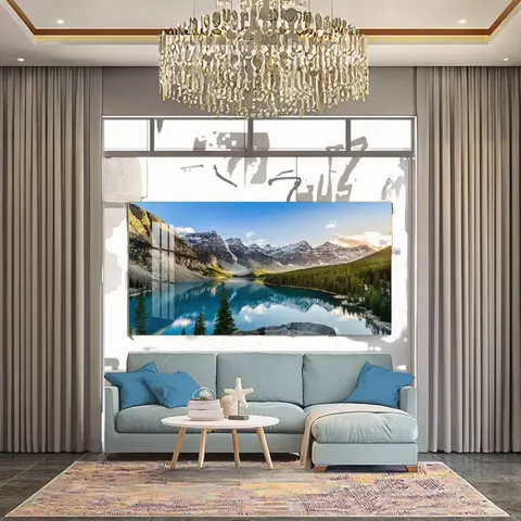 山水 单幅 装饰画 现代简约 客厅背景墙挂画 晶瓷画
