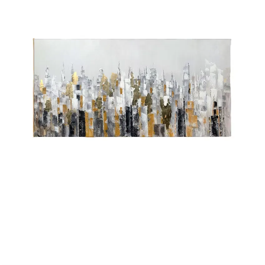 Modern Large Still Life Oil Painting Canvas Gold Hand-Painted Aluminium Alloy Frame Art Deco Wall Decor for Hotel Home Living