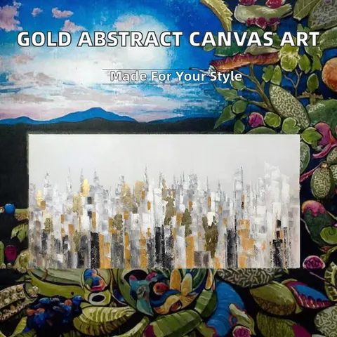 Modern Large Still Life Oil Painting Canvas Gold Hand-Painted Aluminium Alloy Frame Art Deco Wall Decor for Hotel Home Living