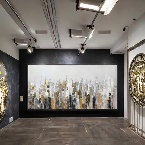 Modern Large Still Life Oil Painting Canvas Gold Hand-Painted Aluminium Alloy Frame Art Deco Wall Decor for Hotel Home Living