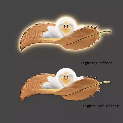 Modern Light Luxury Feather Clock Mural Laser Engraving Crystal Porcelain Painting Wall Art Home Decor