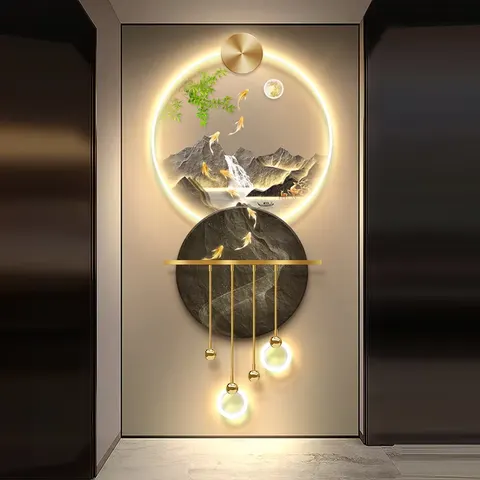 抽象 单幅 装饰画 轻奢风 玄关背景墙挂画 LED带灯画