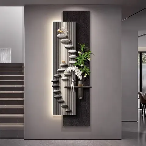 植物 单幅 装饰画 轻奢风 客厅背景墙挂画 LED带灯画