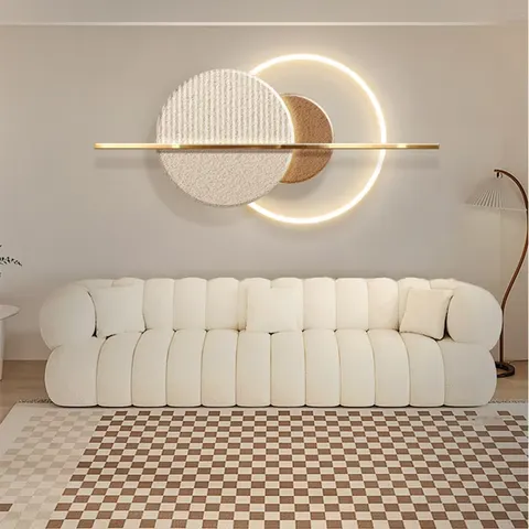 Modern Light Luxury Living Room Sofa Background Wall Art Decor Painting Three-dimensional Sandstone LED Painting