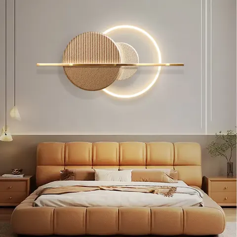 Modern Light Luxury Living Room Sofa Background Wall Art Decor Painting Three-dimensional Sandstone LED Painting