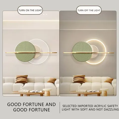 Modern Light Luxury Living Room Sofa Background Wall Art Decor Painting Three-dimensional Sandstone LED Painting