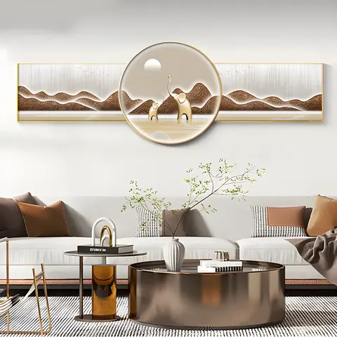 Modern Light Luxury Living Room Wall Decor Painting Overlay Sofa Background Wall Crystal Porcelain Painting