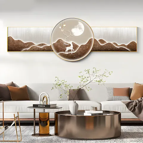 Modern Light Luxury Living Room Wall Decor Painting Overlay Sofa Background Wall Crystal Porcelain Painting