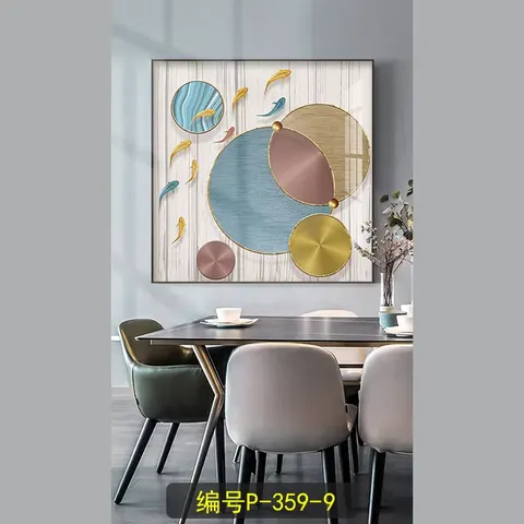 锦鲤 单幅 装饰画 轻奢风 玄关背景墙挂画 晶瓷画
