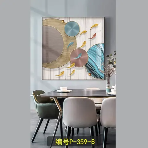 锦鲤 单幅 装饰画 轻奢风 玄关背景墙挂画 晶瓷画